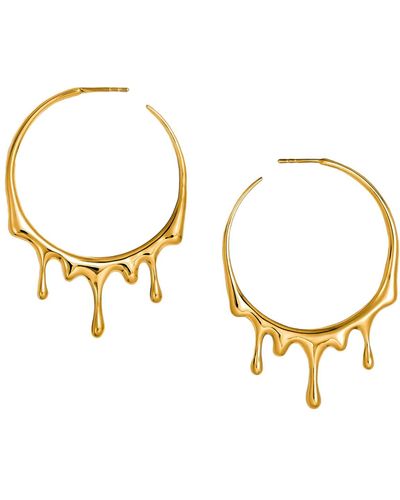 MARIE JUNE Jewelry Dripping Circular M-1 Vermeil Hoop Earrings - Metallic