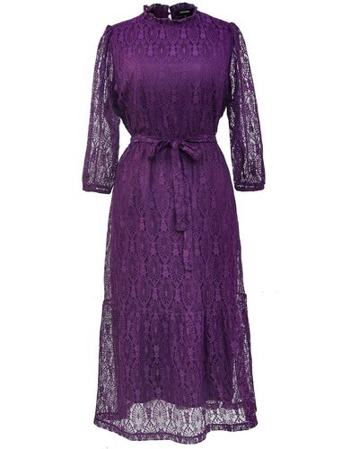 Smart and Joy Fit-and-flare Lace Dress - Purple