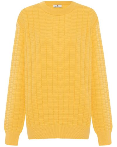 Peraluna Zacha O-neck Waffle Knit Pullover In Yellow