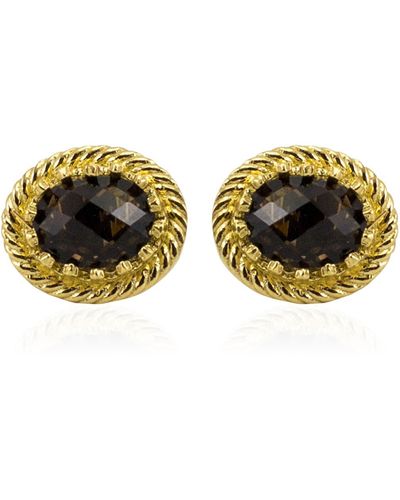 Vintouch Italy Luccichio Smoky Quartz Stud Earrings - Yellow