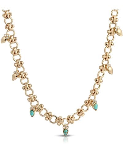 Leeada Jewelry Athena Necklace Turquoise - Metallic
