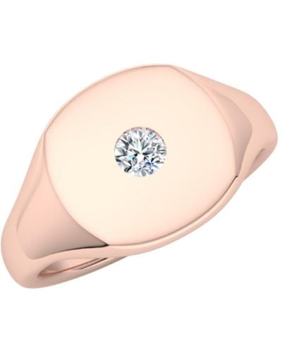 Undefined Jewelry 14k Gold Signet Ring With Diamond - Pink