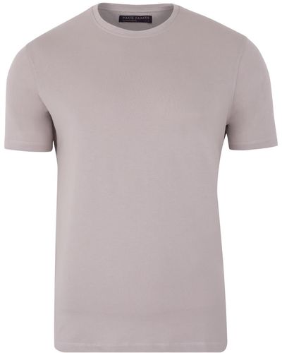 Paul James Knitwear Neutrals S Heavyweight Charles Fitted Supima Cotton T-shirt - Gray