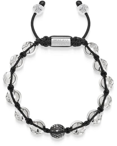 Nialaya Black Diamond Beaded Bracelet With Sterling Silver Beads - Metallic