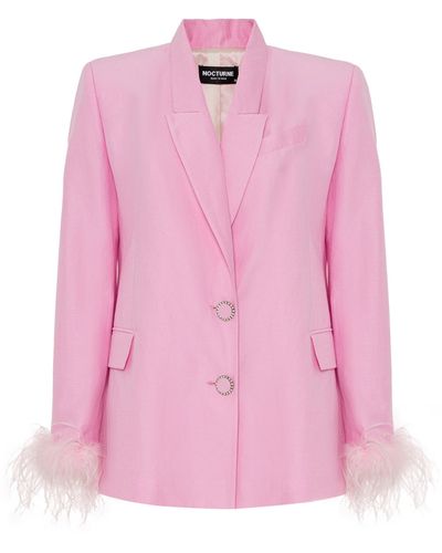 Nocturne Linen Blazer Jacket - Pink