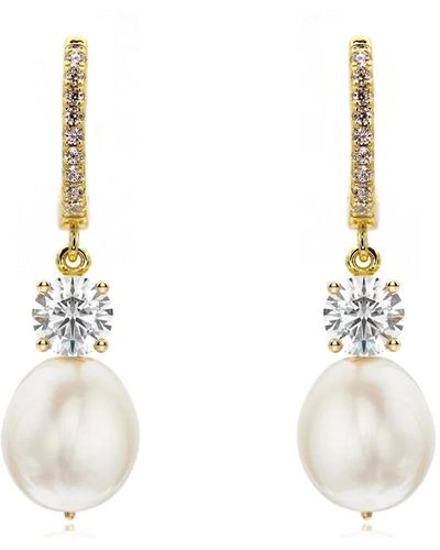 VicStoneNYC Fine Jewelry Shiny Happy Pearl Dangle Earrings - Metallic
