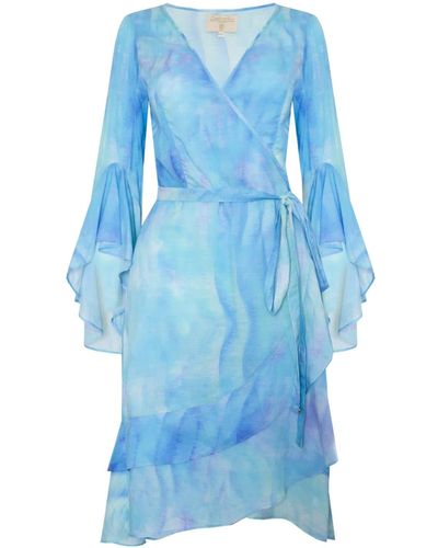 Sophia Alexia Turquoise Wave Riviera Mini Wrap Dress - Blue