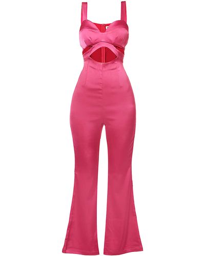 Amy Lynn Luna Pink Flare Jumpsuit - Red
