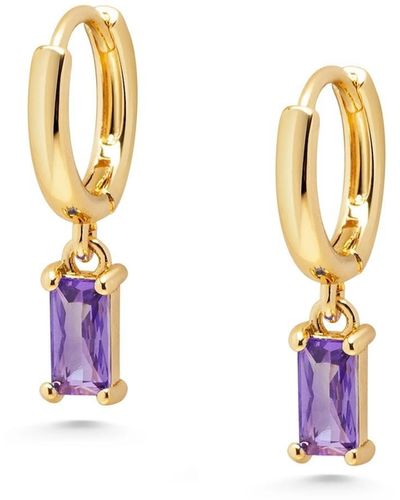 Nialaya huggie Earrings With Purple Charm - Metallic