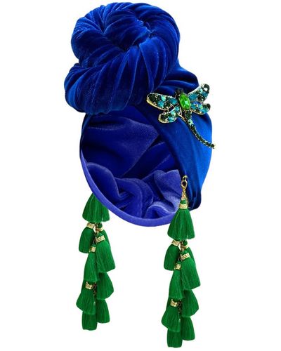 Julia Clancey Electric Forest Dragon Fly Chacha Turban - Blue