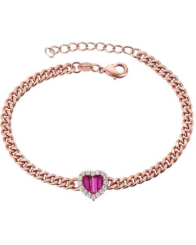 Genevive Jewelry La Scène Rose Gold Plated Heart Bracelet - Pink