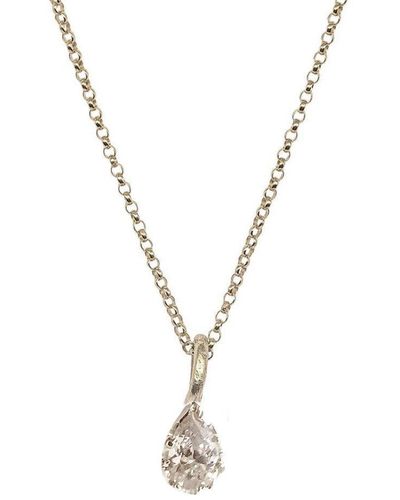 Lily Flo Jewellery Nova Pear Cut Diamond Pendant Necklace - Metallic