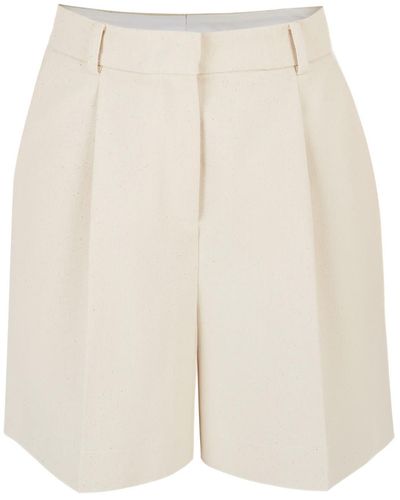 Flow Wide Pleated Off- Shorts - Natural