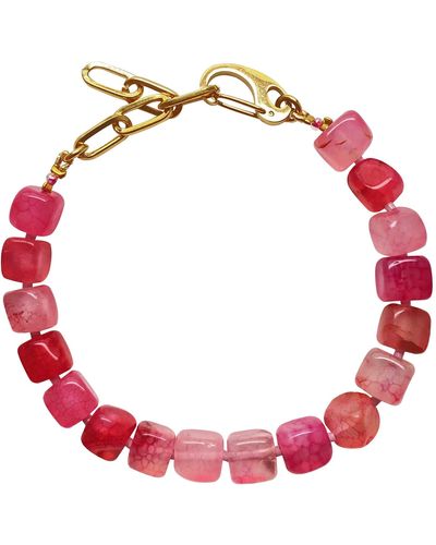 Smilla Brav Pink Agate Bracelet Kendall - Red