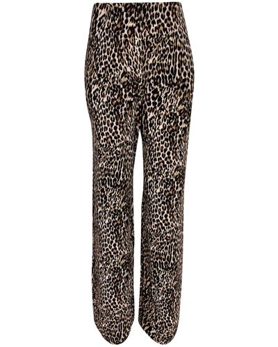 Lavaand Wide Leg Tall Pants In Leopard Print Dina - Multicolor