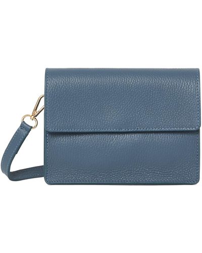 Betsy & Floss Anzio Clutch Bag With Leather Strap In Denim - Blue