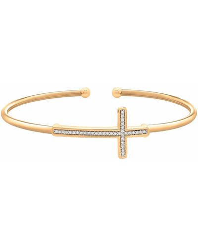 Miki & Jane Vermeil Bruna Diamond Cross Bangle Bracelet - Metallic