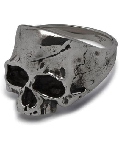 Northskull Disfigured Medius Skull Ring In Gunmetal - Black