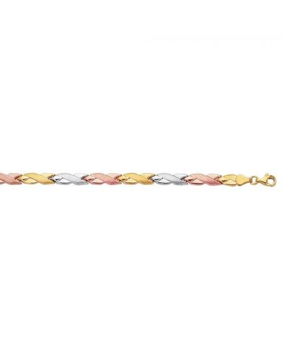 Undefined Jewelry Tri Colour Tube Chain Necklace Vermeil - Yellow