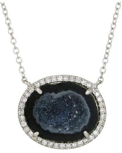 KAMARIA Baby Geode Necklace With Diamonds - Blue