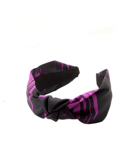 Gosia Orlowska Aster Purple & Black Knot Style Silk Headband - Multicolor
