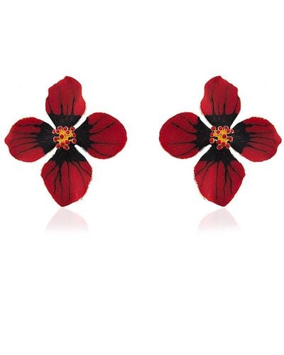 Milou Jewelry & Black Clover Flower Earrings - Red