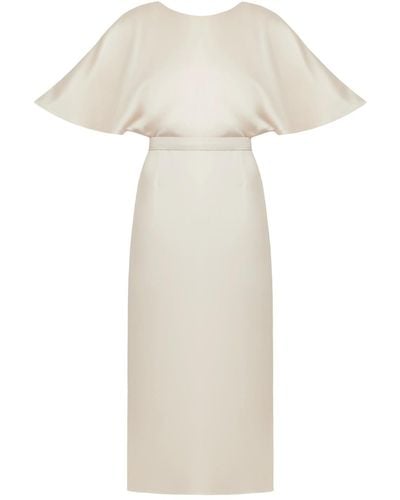 UNDRESS Neutrals Gina Champagne Midi Dress With Butterfly Sleeves - White