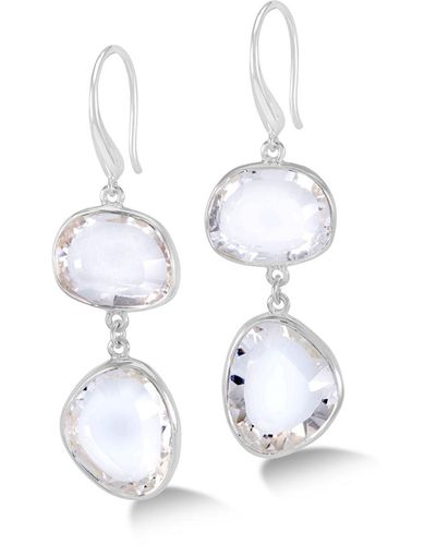 Dower & Hall Rock Crystal Pebble Drop Earrings In - White
