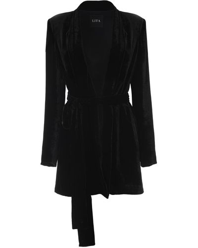 Lita Couture The Silk Velvet Blazer - Black