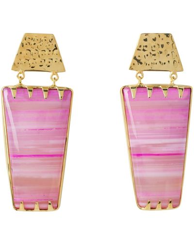YAA YAA LONDON Flamingo Pink Determination Gold Gemstone Earrings - Multicolour
