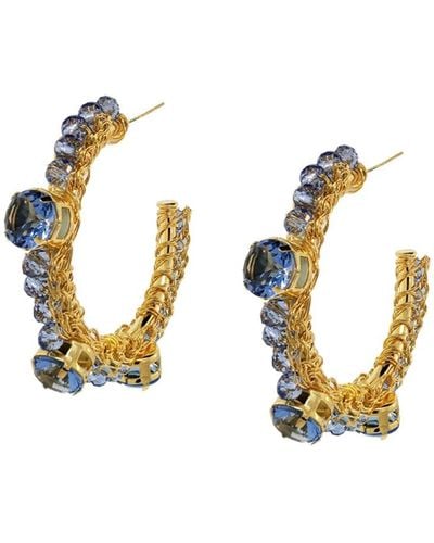 Lavish by Tricia Milaneze Sapphire & Gold Lena Hoops Handmade Crochet Earrings - Metallic