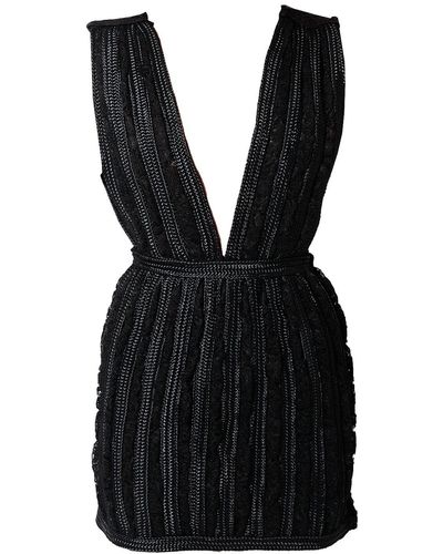 Maison Bogomil Short Lace Dress With A Plunging Triangular Neckline - Black