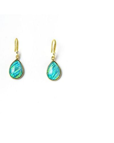 EUNOIA Jewels Bejeweled Earrings Dangle & Drop Opal Hook Teardrop- Blue, Gold, Green, Pink & Purple