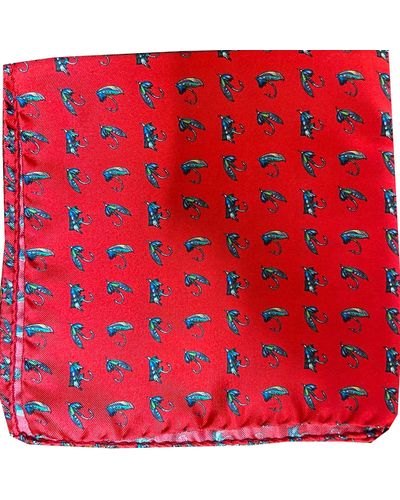 Lazyjack Press Show Me Your Fly Pocket Square In - Red