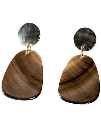LIKHÂ Classic Trapezoid Mother-of-pearl Earrings - Brown