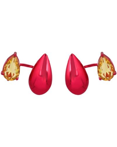 Lavani Jewels Pink Kusanagi Drop Earrings - Red