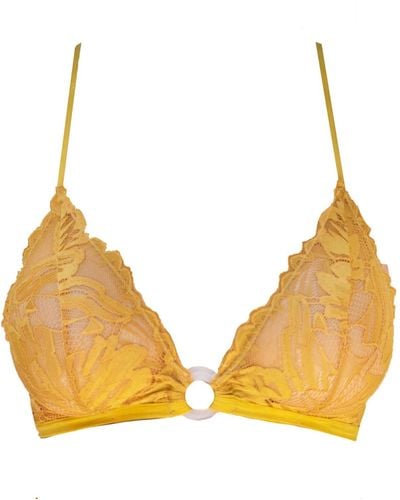 Carol Coelho Sun Coral Lace Bralette With Mother Of Pearl Ring - Yellow