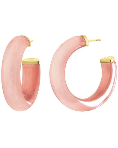 Gold & Honey Small Rose Gold Illusion Hoop Earrings - Pink