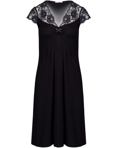 Oh!Zuza Classy Midi Nightdress With Lace - Black