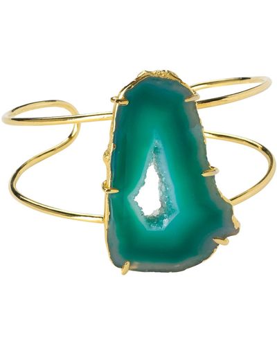 YAA YAA LONDON Green Gemstone Summer Love Cuff Bracelet - Blue