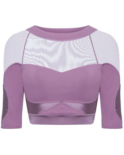 Balletto Athleisure Couture Top Cutouts Glow Short Sleeve - Purple