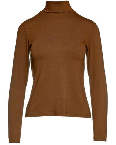 Conquista Biscuit Colour Long Sleeve Polo Neck Jumper - Brown