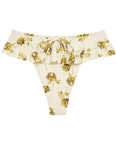 Montce Gold Filigree Tamarindo Ruffle Bikini Bottom - Metallic