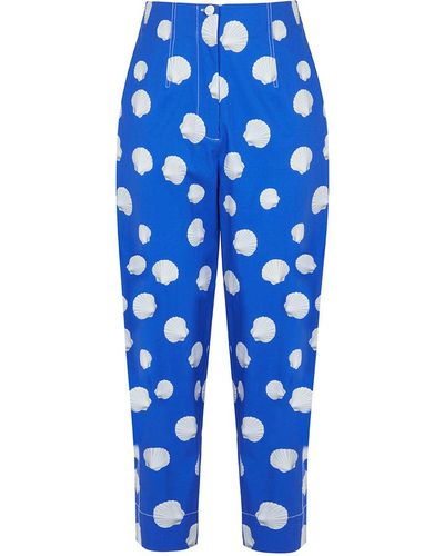 Nocturne Printed Slouchy Trousers - Blue