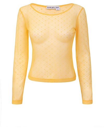 blonde gone rogue Daisy Lace Top, Upcycled Nylon, In Yellow