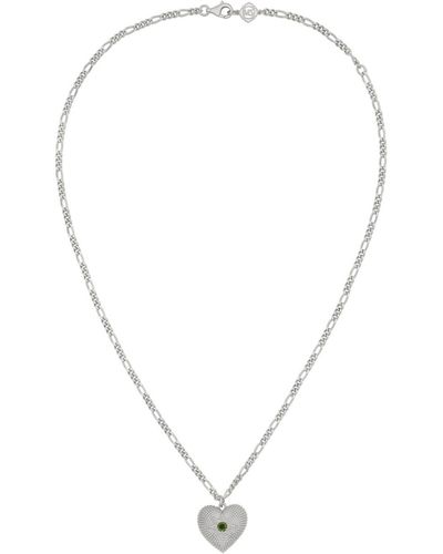 Zoe & Morgan Brave Heart Necklace Silver Chrome Diopside - Metallic