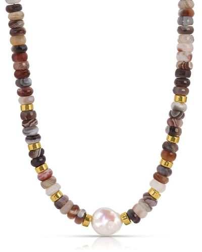 NAiiA Susan Multi Gemstone Gold & Pearl Necklace - Metallic