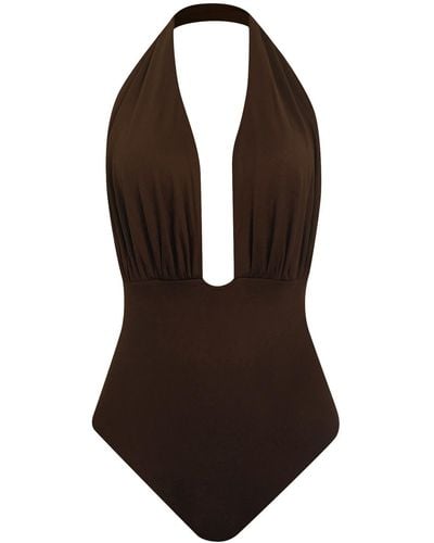 NUAJE NUAJE Rosalie Ruched One-piece Swimsuit In - Brown