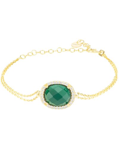 LÁTELITA London Beatrice Oval Gemstone Bracelet Gold Green Onyx