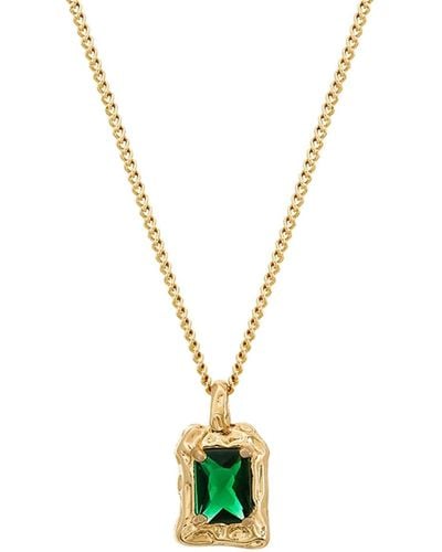 33mm Elijah Emerald Pendant Necklace - Metallic